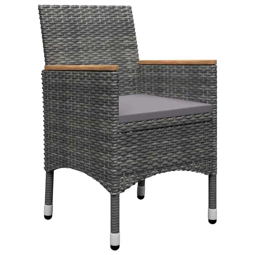 Garden Dining Set 5 Piece Outdoor Furniture Grey Acacia Wood Table Powder Coated Steel Frame Weather Resistant PE Rattan