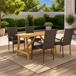 Friendly 5 Piece Brown Outdoor Dining Set for You