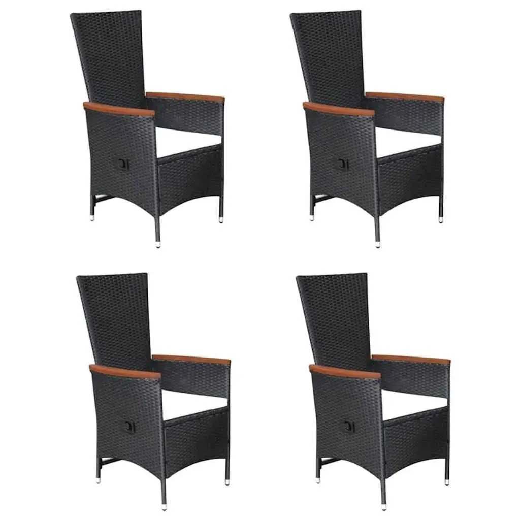 5 Piece Garden Dining Set Outdoor Furniture Table Chairs Black Reclining