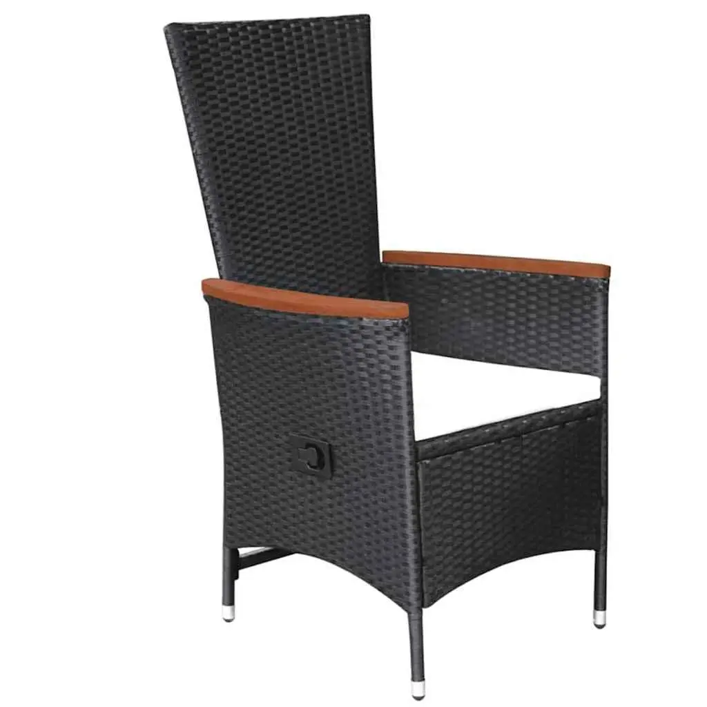 5 Piece Garden Dining Set Outdoor Furniture Table Chairs Black Reclining