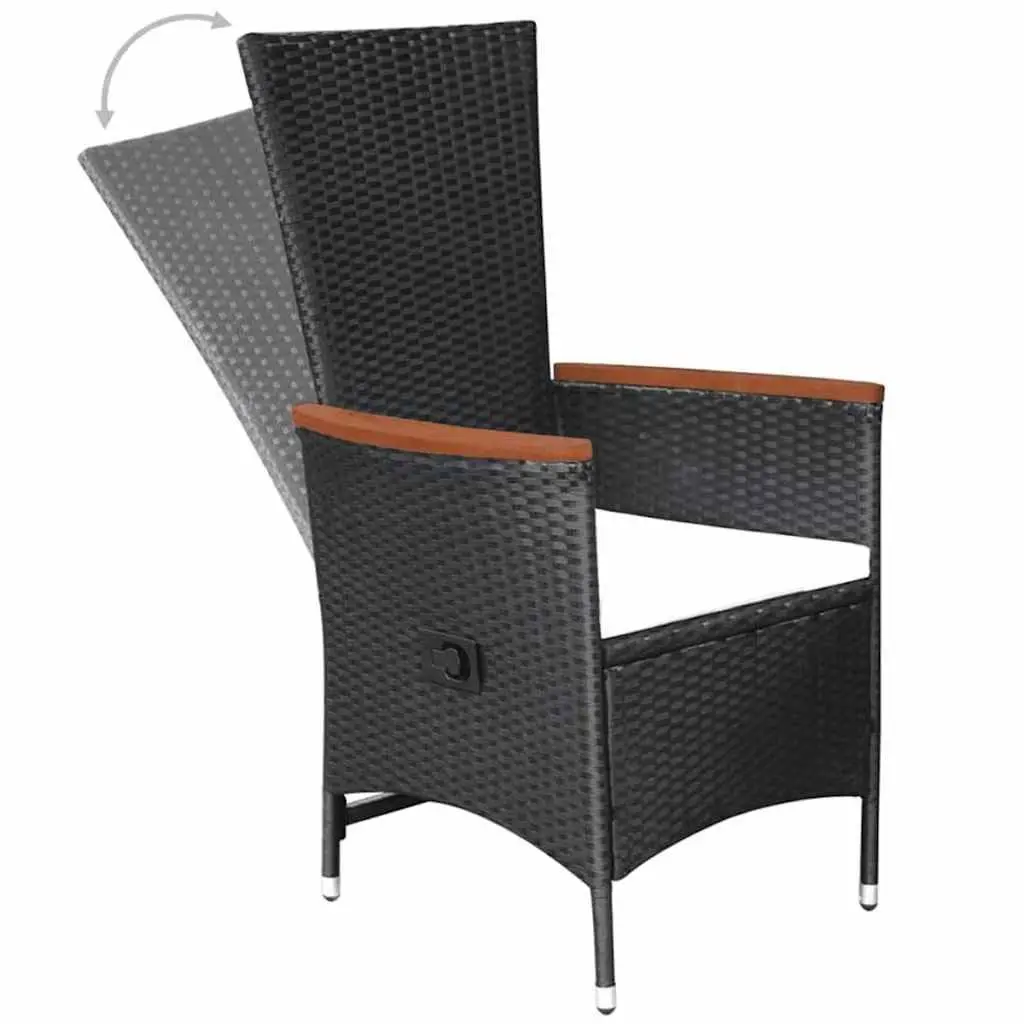 5 Piece Garden Dining Set Outdoor Furniture Table Chairs Black Reclining
