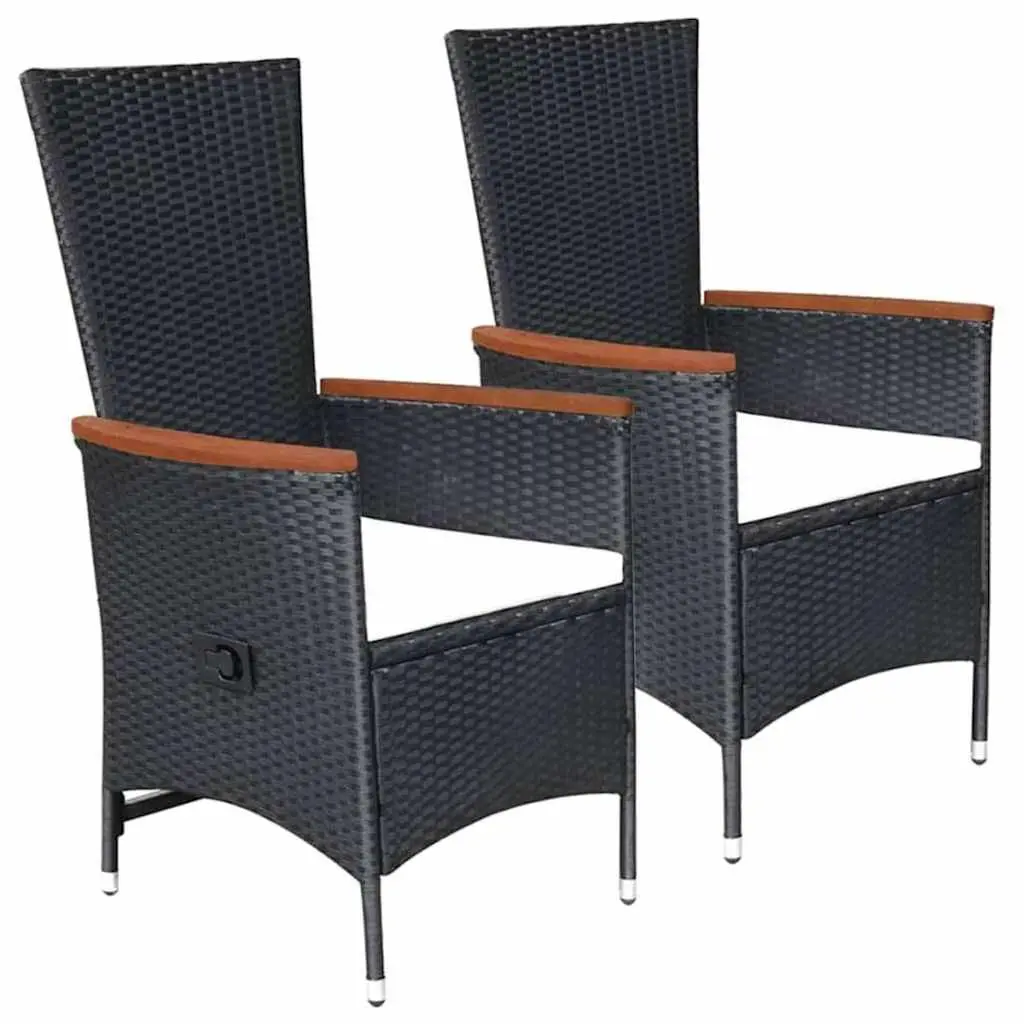 Outdoor Dining Set 5 Piece Reclining Chairs Adjustable Backrest Acacia Wood Table Black