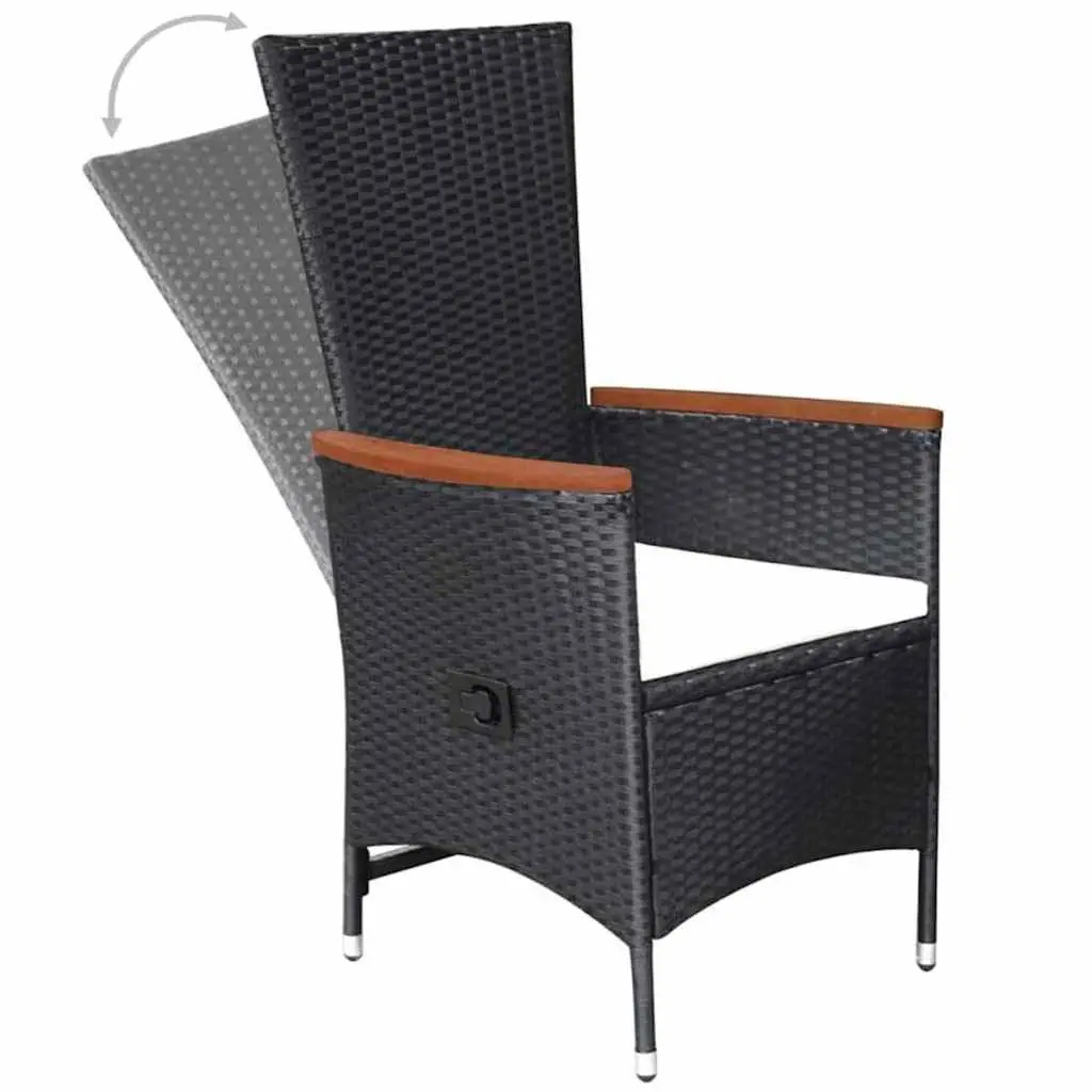 Outdoor Dining Set 5 Piece Reclining Chairs Adjustable Backrest Acacia Wood Table Black