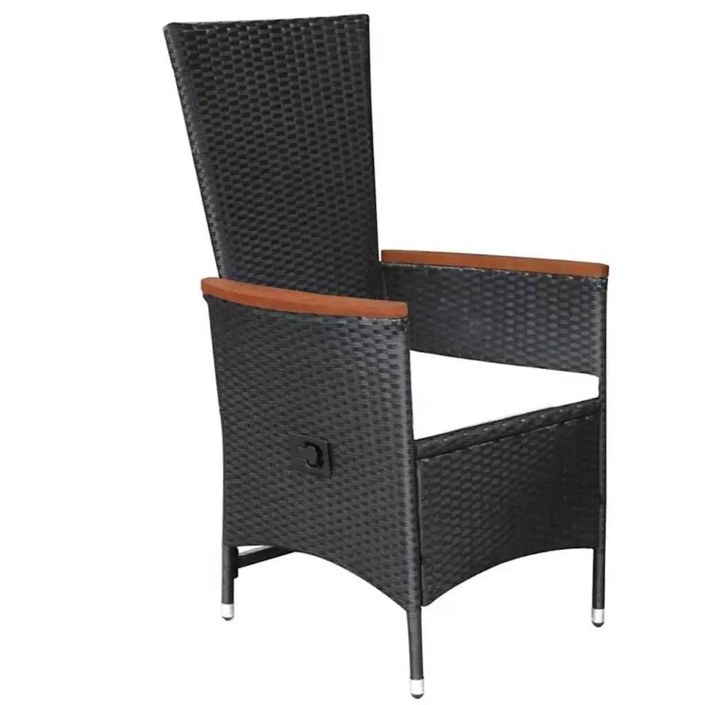 Outdoor Dining Set 5 Piece Reclining Chairs Adjustable Backrest Acacia Wood Table Black