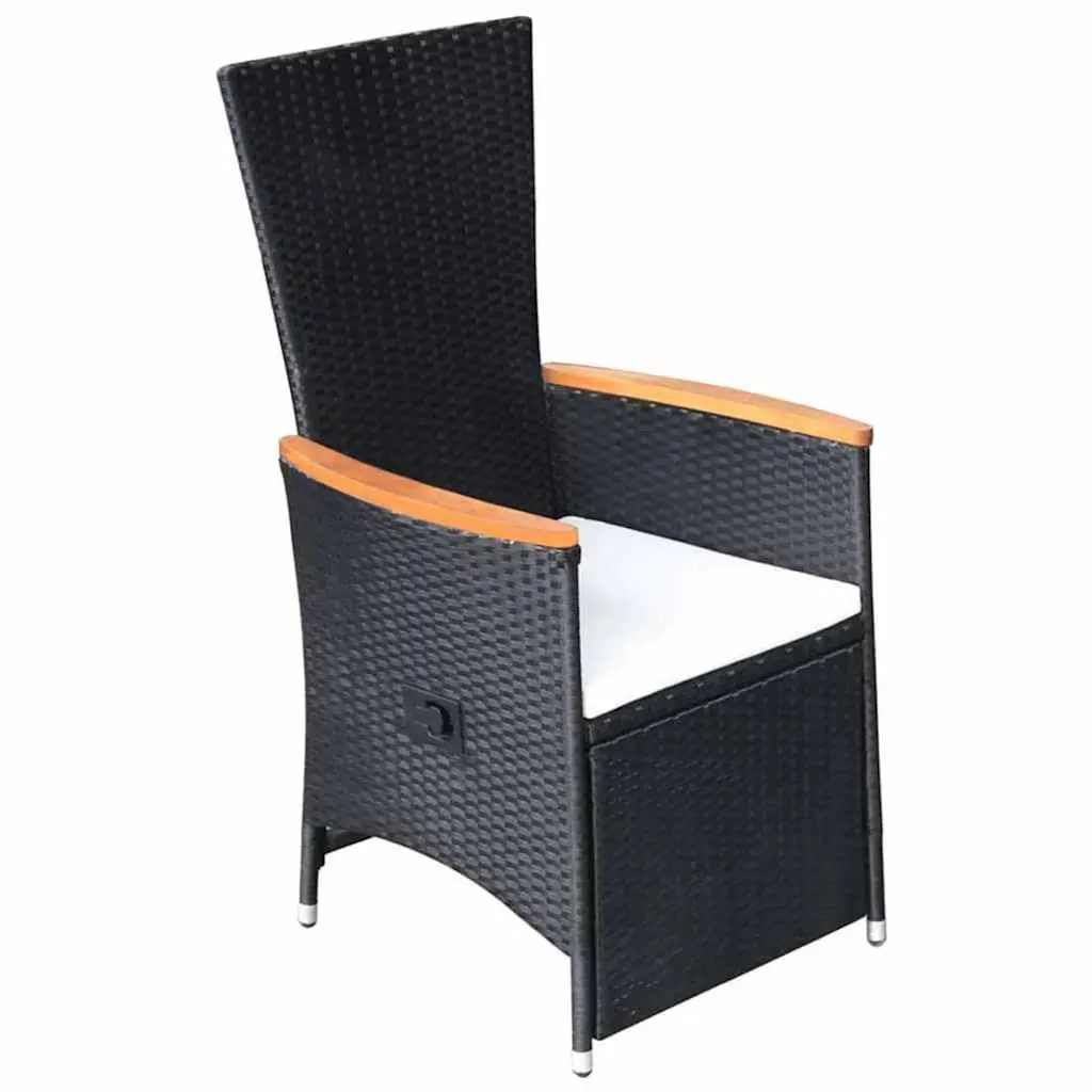 Outdoor Dining Set 5 Piece Reclining Chairs Adjustable Backrest Acacia Wood Table Black
