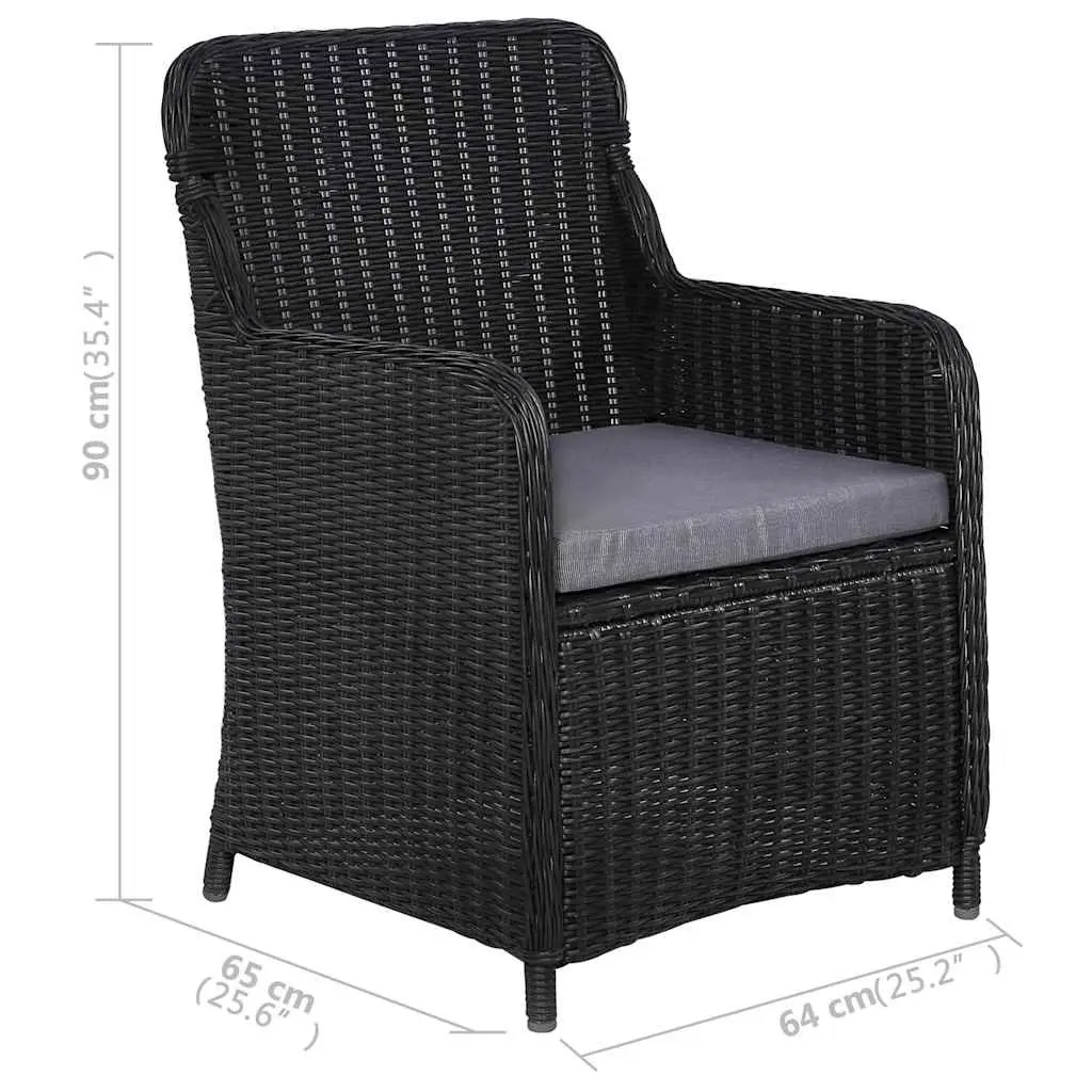 Garden Dining Set Black 5 Piece Outdoor Furniture Table Chairs Patio Dining