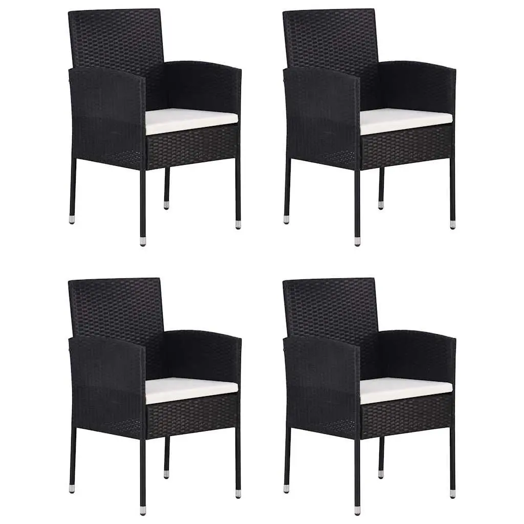 5 Piece Garden Dining Set Outdoor Table with Cushions Black