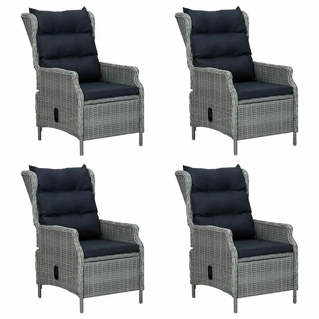 Outdoor Dining Set Grey 7 Piece Acacia Wood Table Rattan Chairs Stools
