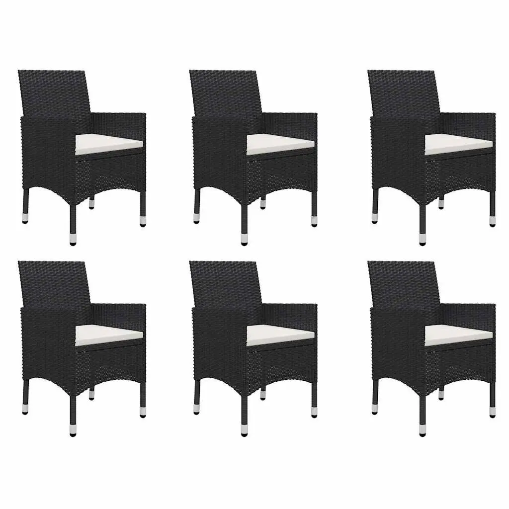 7 Piece Garden Dining Set Black Outdoor Table Chairs Rattan PE