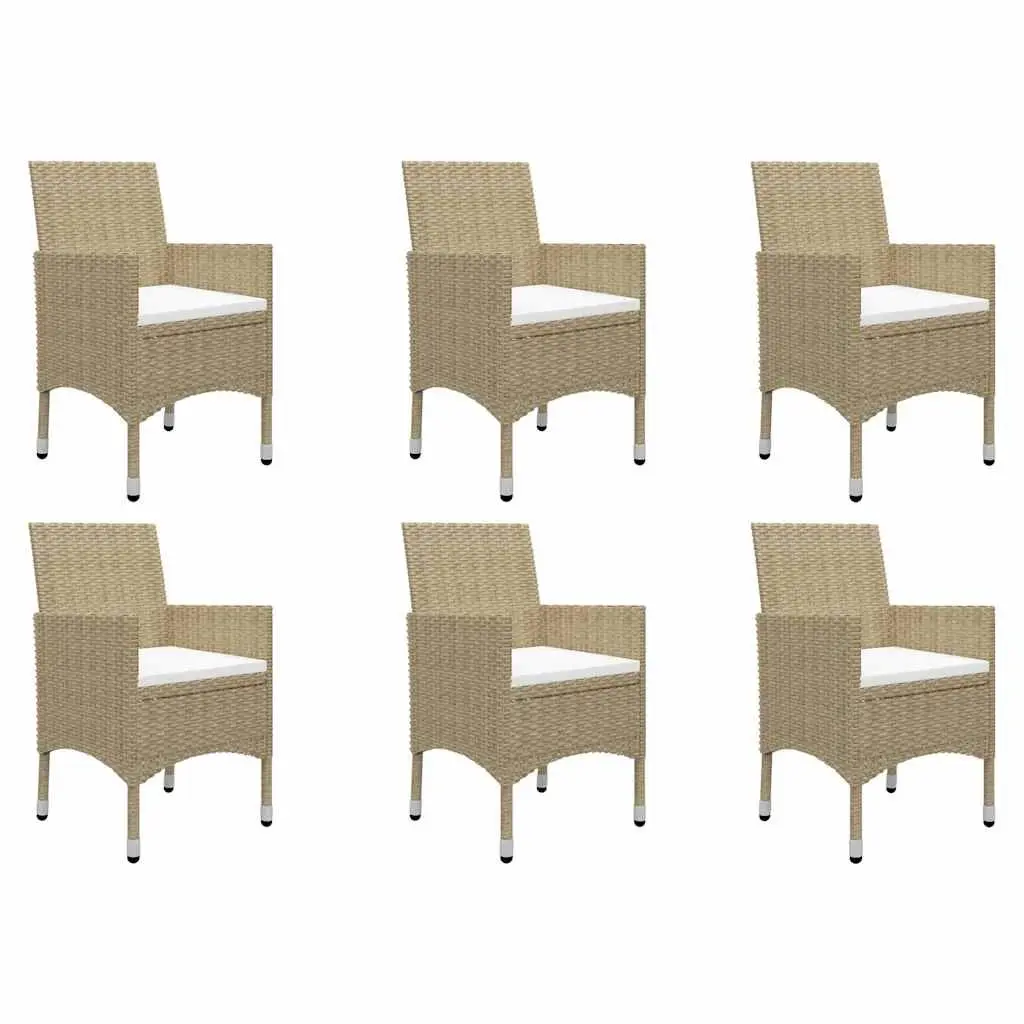 Beige Outdoor Furniture Dining Set 7 Piece Garden Patio Table and Chairs