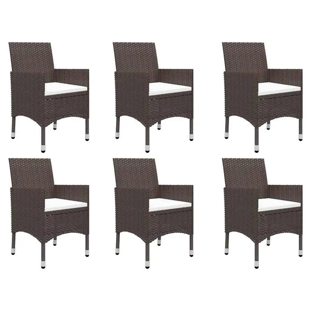 7 Piece Dining Set Outdoor Acacia Wood Table Steel Frame Rattan Chairs Brown