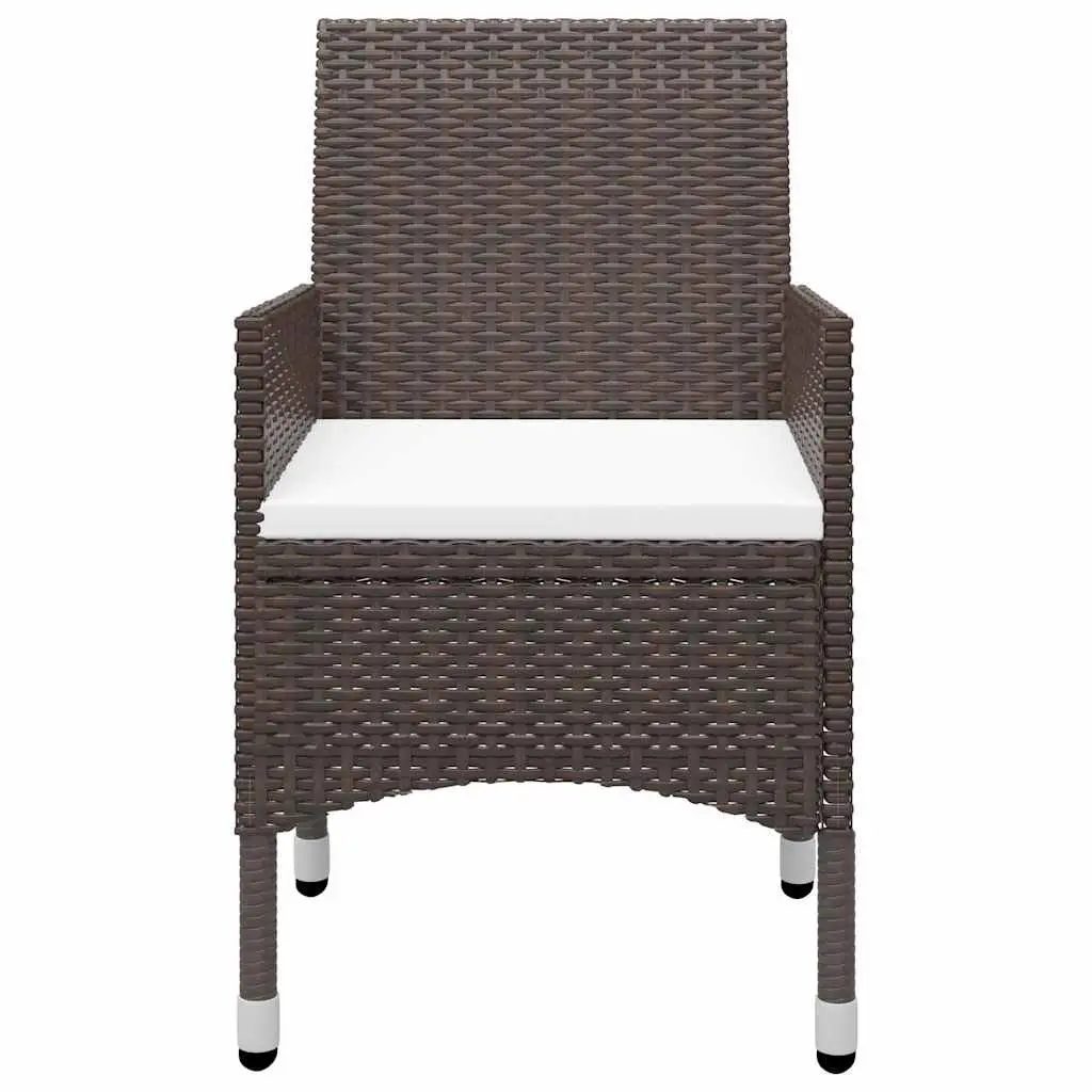 7 Piece Dining Set Outdoor Acacia Wood Table Steel Frame Rattan Chairs Brown