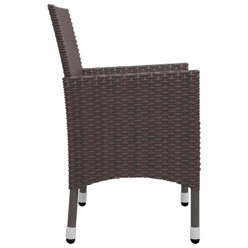 7 Piece Dining Set Outdoor Acacia Wood Table Steel Frame Rattan Chairs Brown