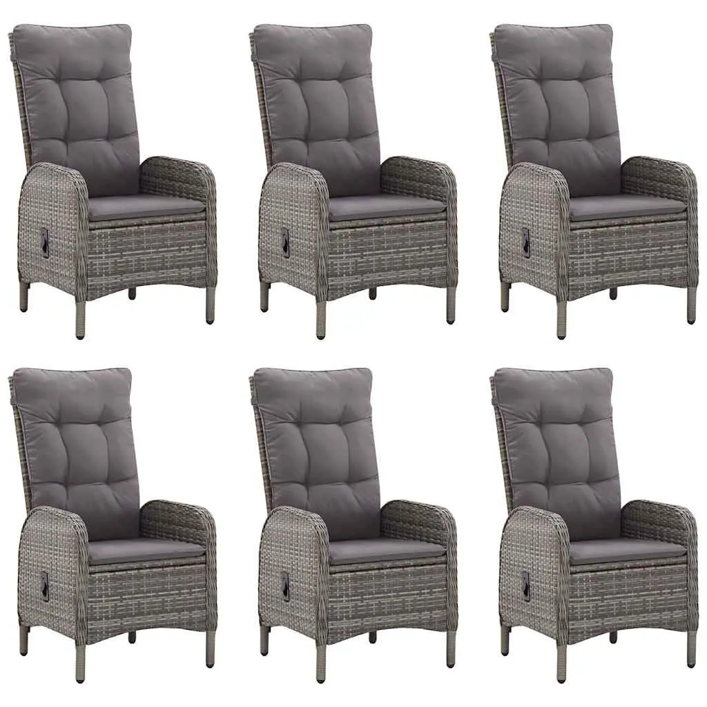 Garden Dining Set 7 Piece Outdoor Table Chairs Rattan Grey Furniture