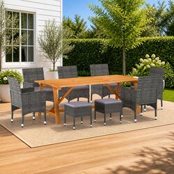Friendly 9 Piece Grey Dining Set for Outdoor Enjoyment