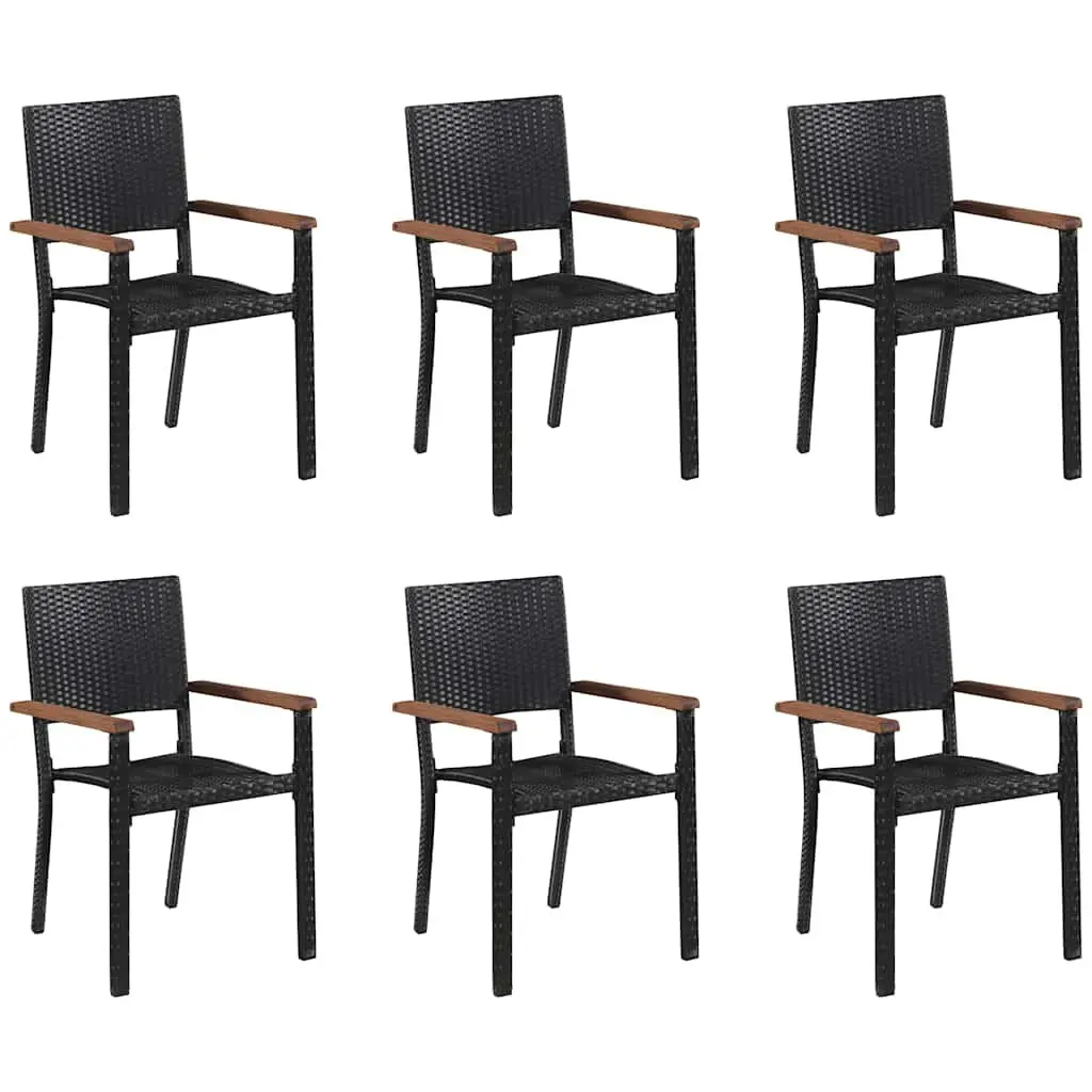 7 Piece Outdoor Dining Set Black Garden Table Chairs Patio Furniture