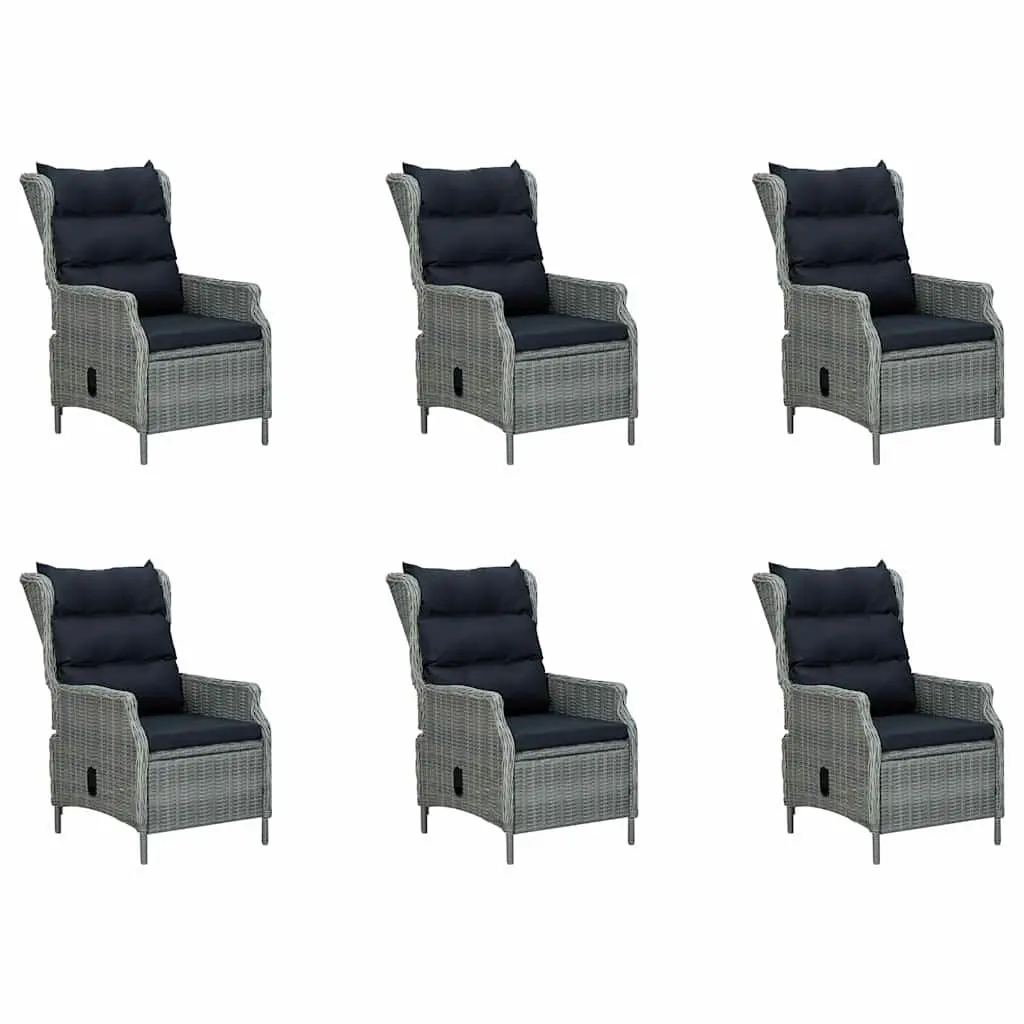 Garden Dining Set 7 Piece Outdoor Table Chairs Grey Acacia Wood PE Rattan