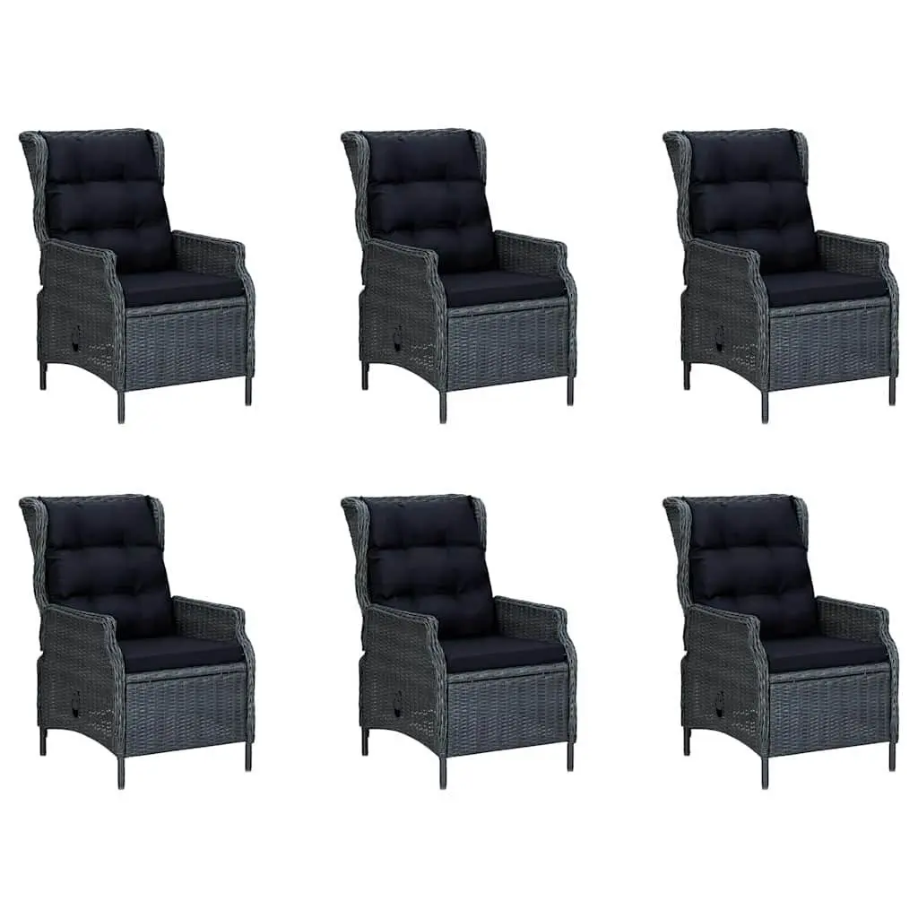 Outdoor Dining Set 9 Piece Grey Rattan Table and Chairs with Cushions and Adjustable Backrests