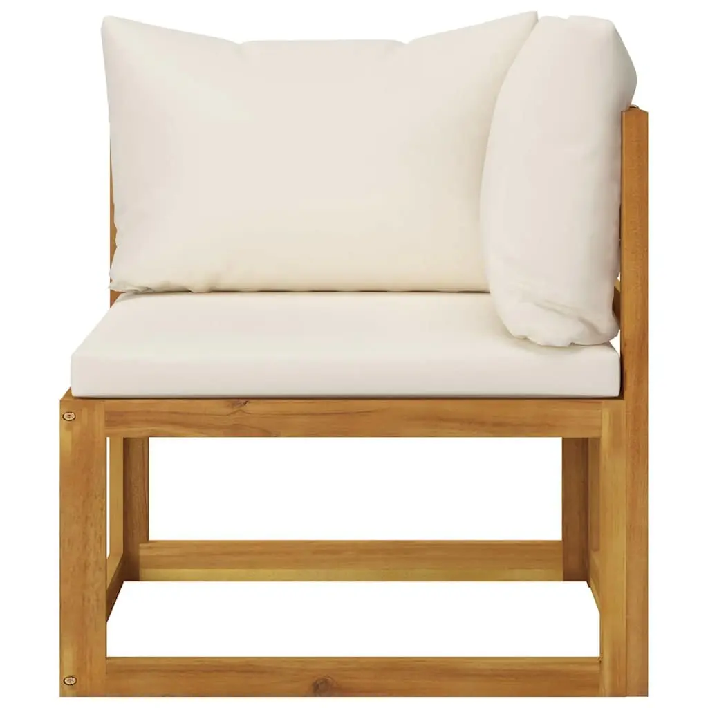 2-Seater Garden Bench Wooden Frame with Padded Cushions Cream