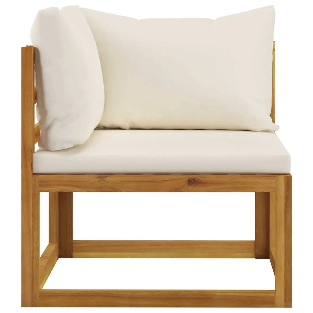 2-Seater Garden Bench Wooden Frame with Padded Cushions Cream