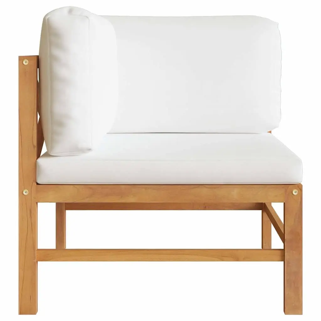 2-Seater Garden Bench Teak Wood Frame with Cream Cushions