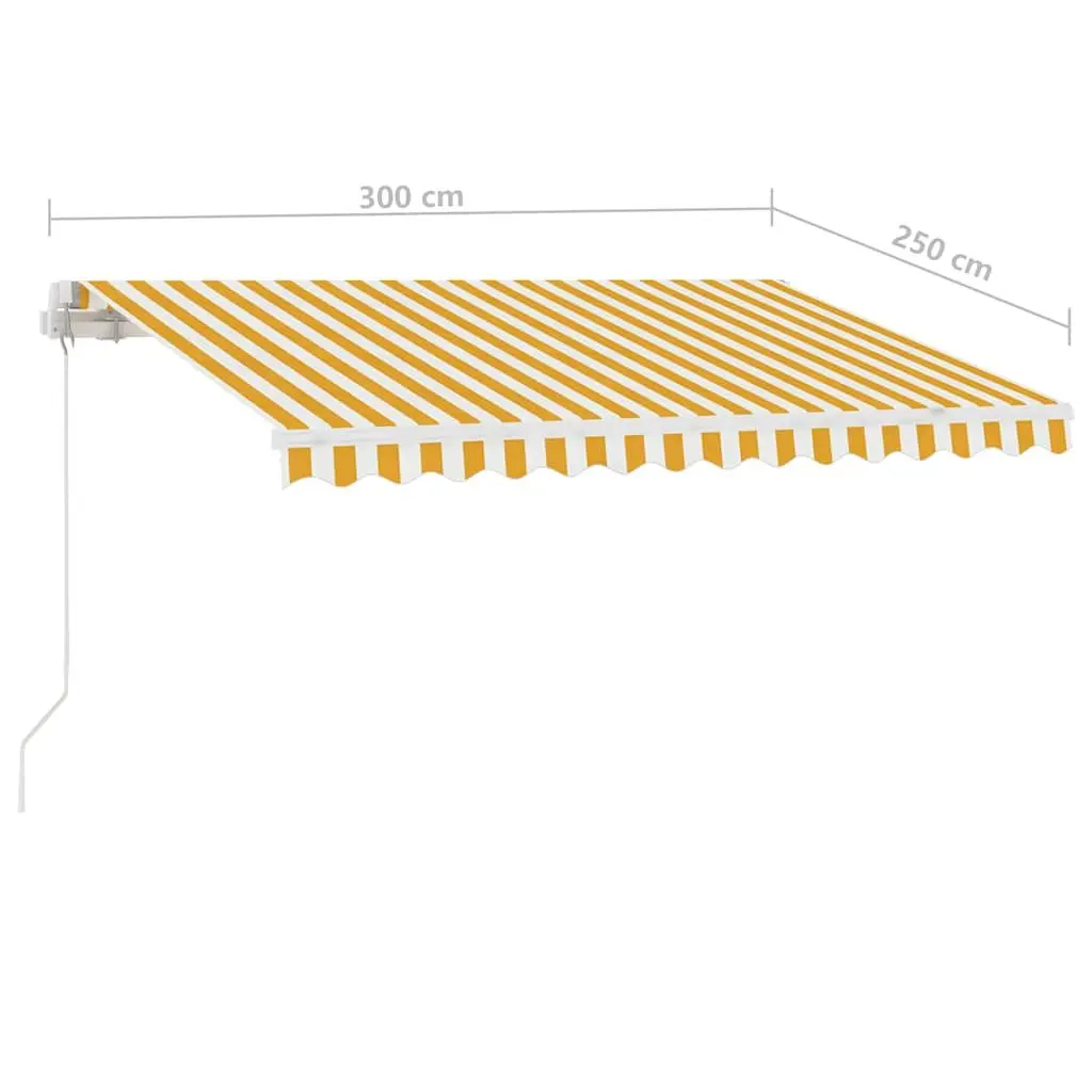 Freestanding Manual Retractable Awning 300x250 cm Yellow White Patio Shade