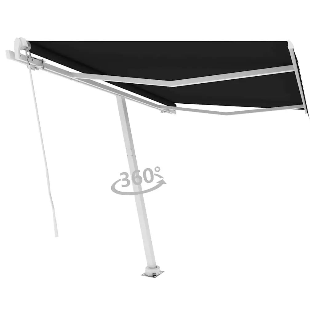 Freestanding Manual Retractable Awning UV Water Resistant 300x250 cm Anthracite