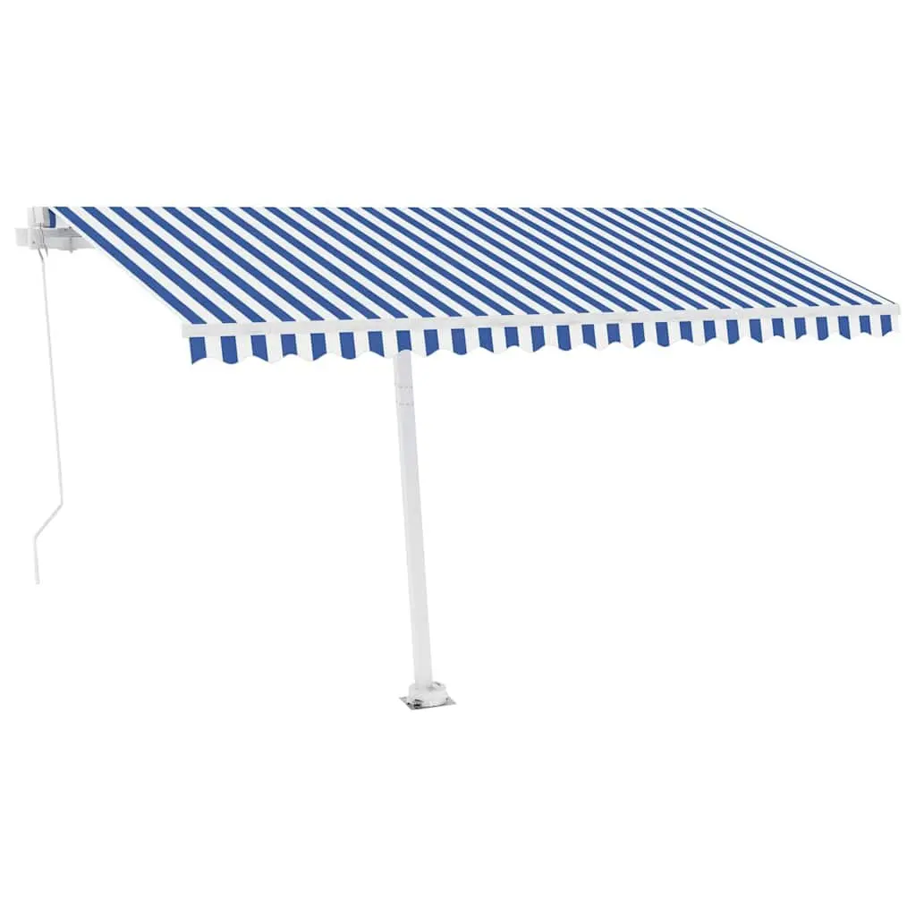 Freestanding Retractable Awning Manual 400x300cm Outdoor Patio Sun Shade Blue