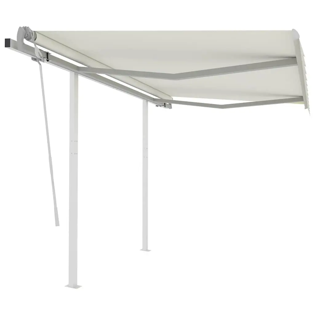 Manual Retractable Awning Adjustable 3x2.5m Outdoor Garden Shade Cream