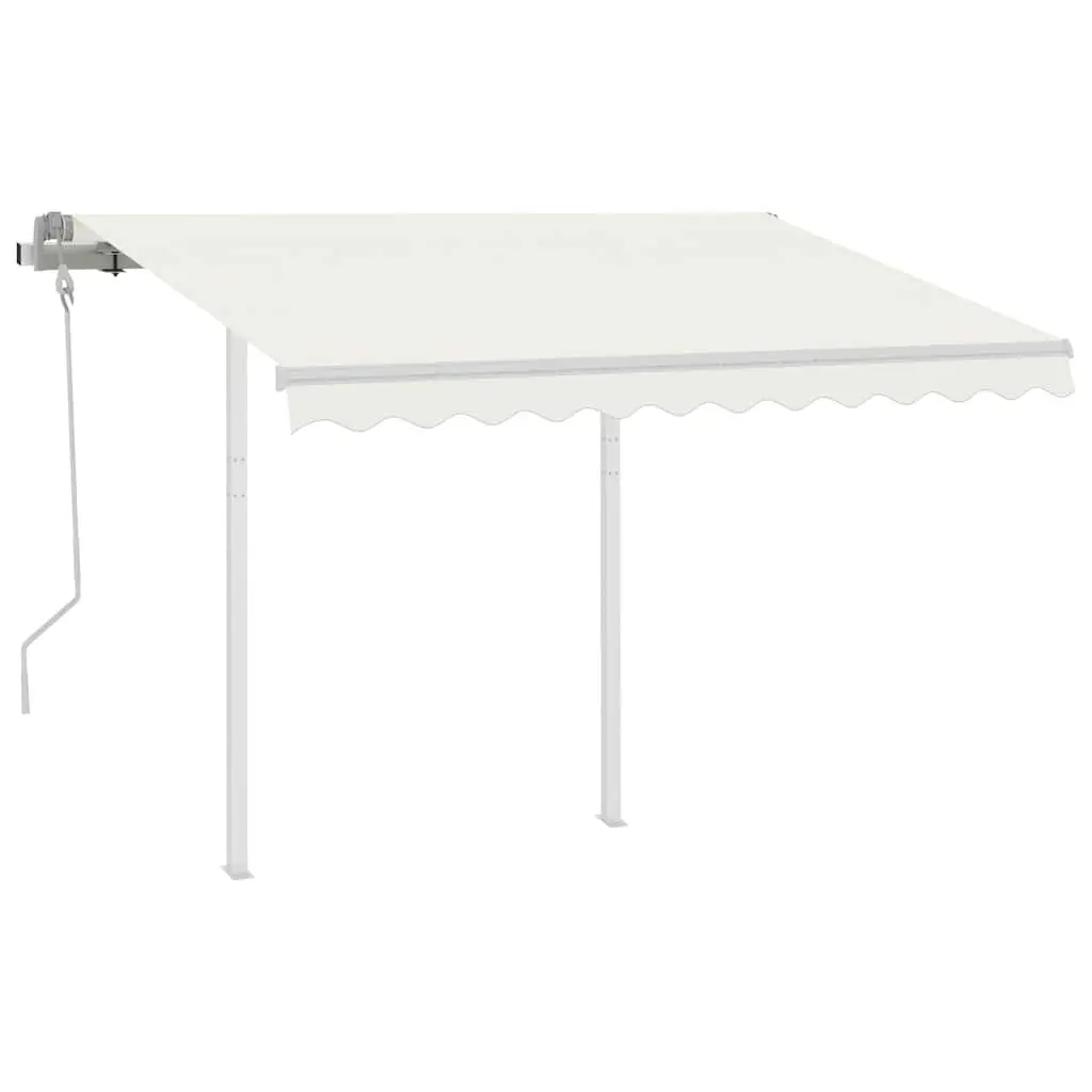 Manual Retractable Awning Adjustable 3x2.5m Outdoor Garden Shade Cream