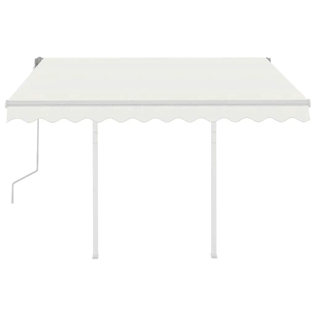 Manual Retractable Awning Adjustable 3x2.5m Outdoor Garden Shade Cream