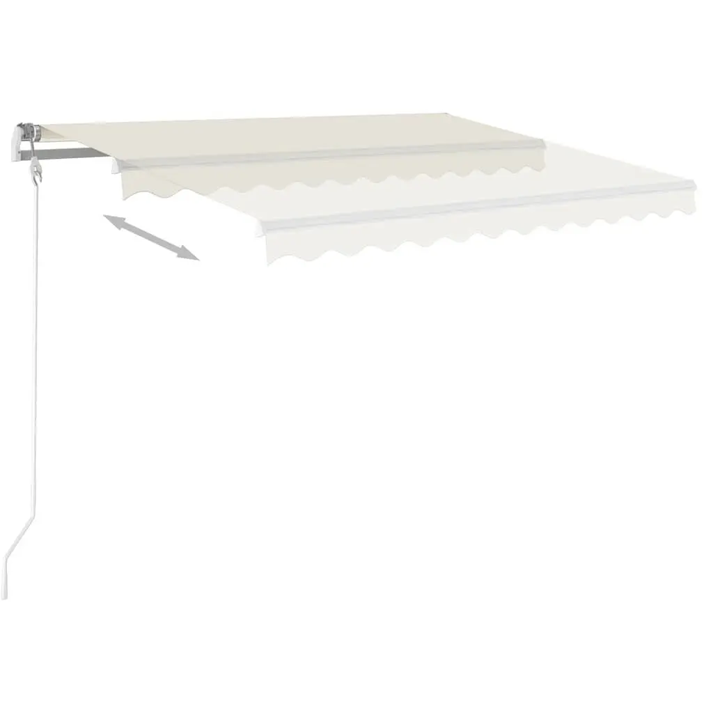 Manual Retractable Awning Adjustable 3x2.5m Outdoor Garden Shade Cream