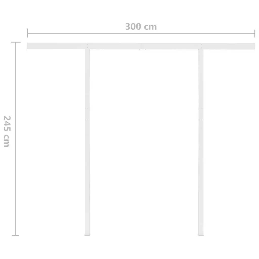 Manual Retractable Awning with Posts 3x2.5m Yellow White Patio Canopy Shade