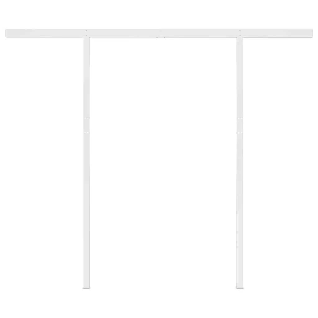 Manual Retractable Awning with Posts 3x2.5m Yellow White Patio Canopy Shade
