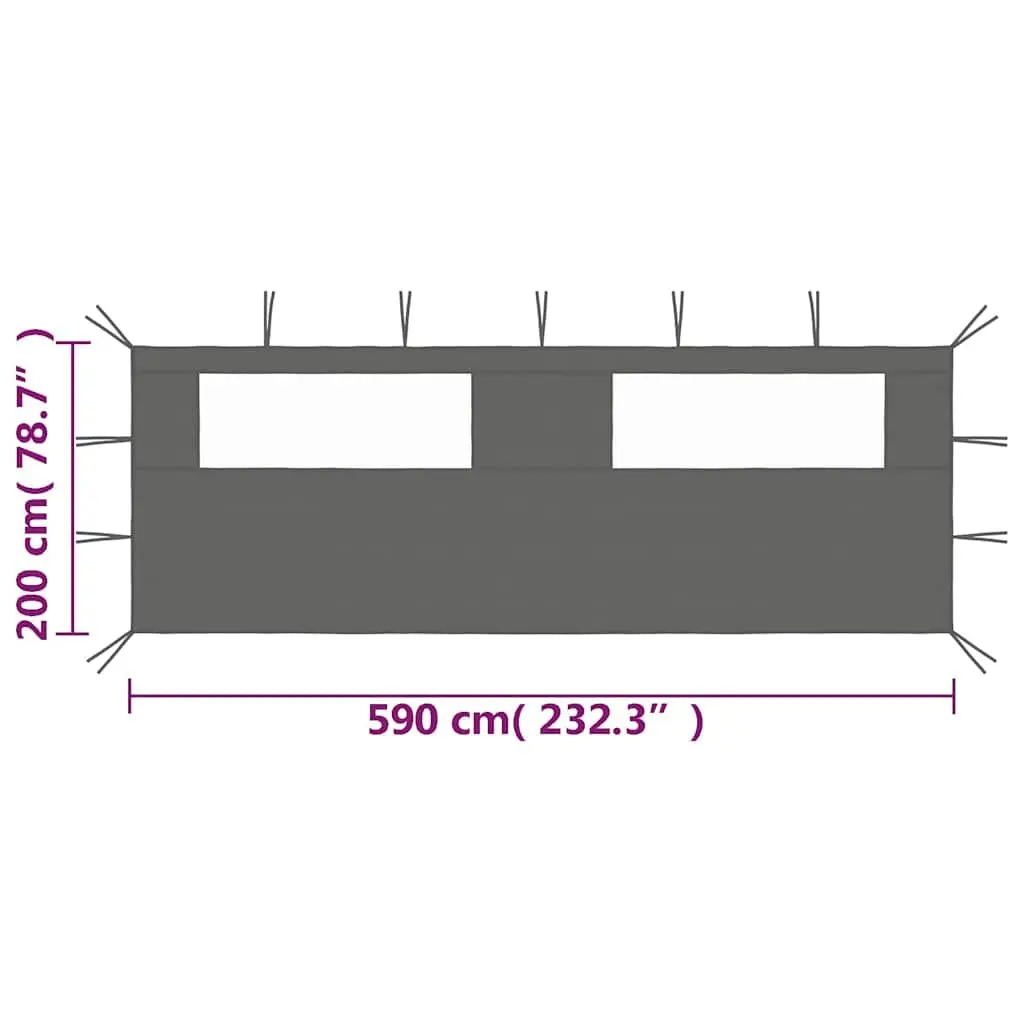 Gazebo Sidewall with Windows Anthracite 6x2 m