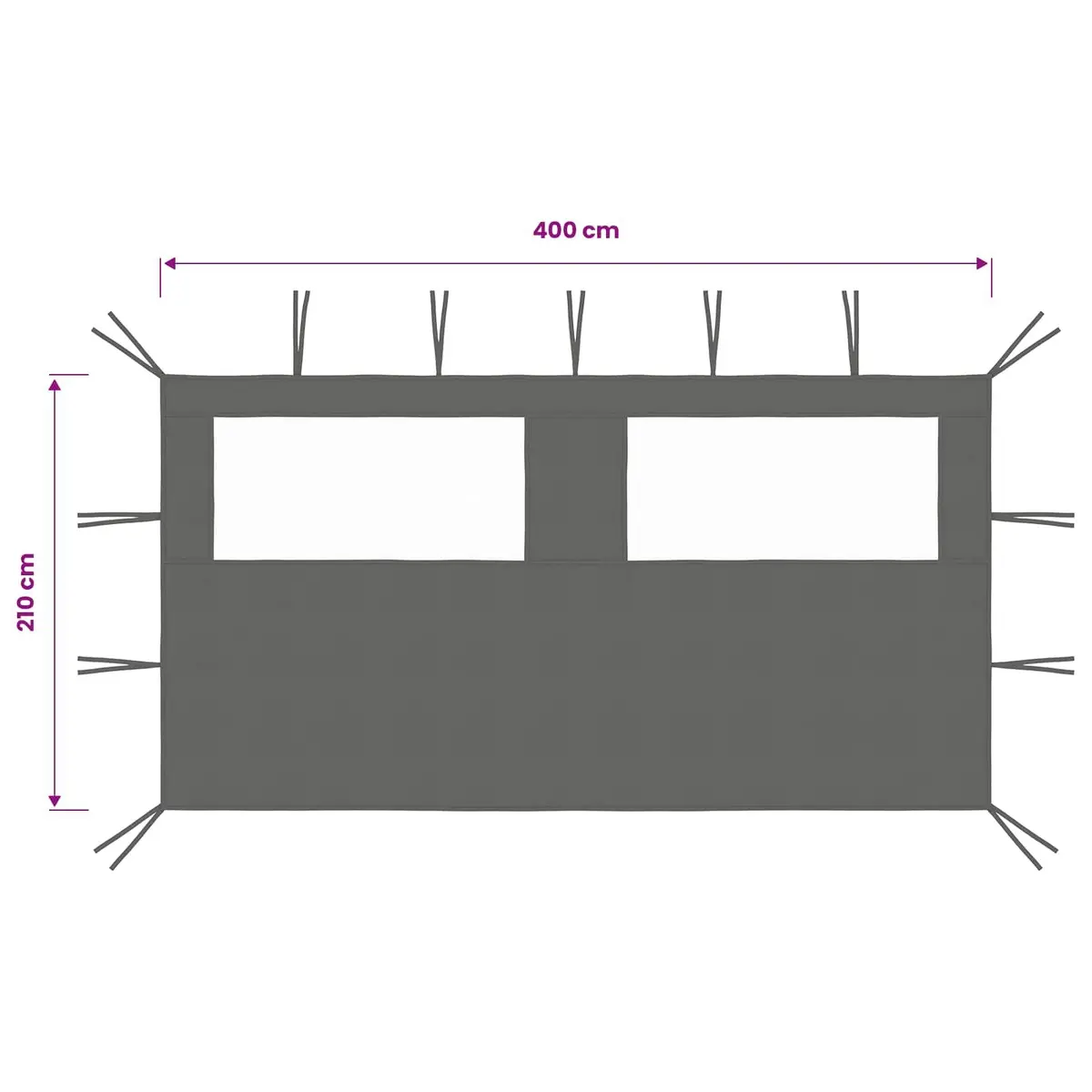 Gazebo Sidewall Panel with Windows Mosquito Screen 4x2m