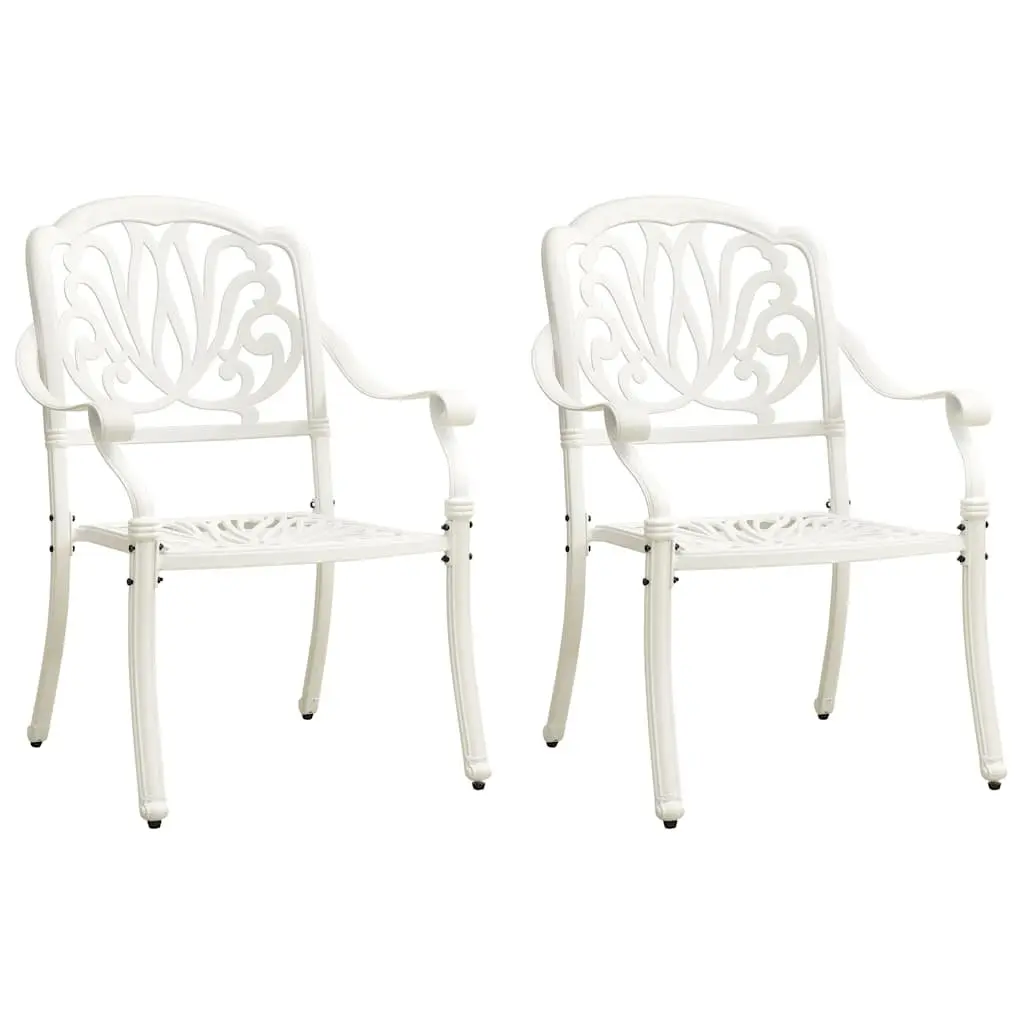 Outdoor Bistro Set 3 Piece Cast Aluminium White Garden Patio Table Chairs