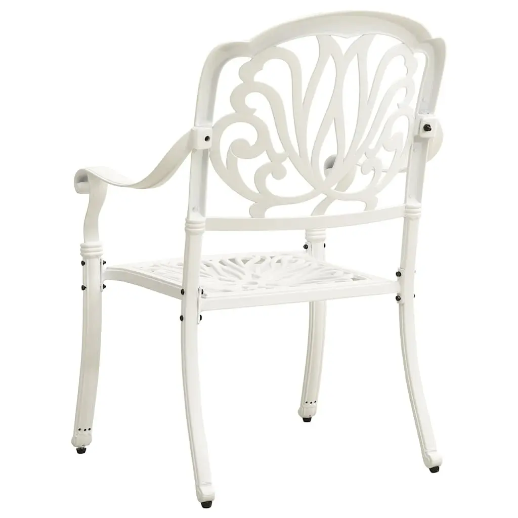 Outdoor Bistro Set 3 Piece Cast Aluminium White Garden Patio Table Chairs