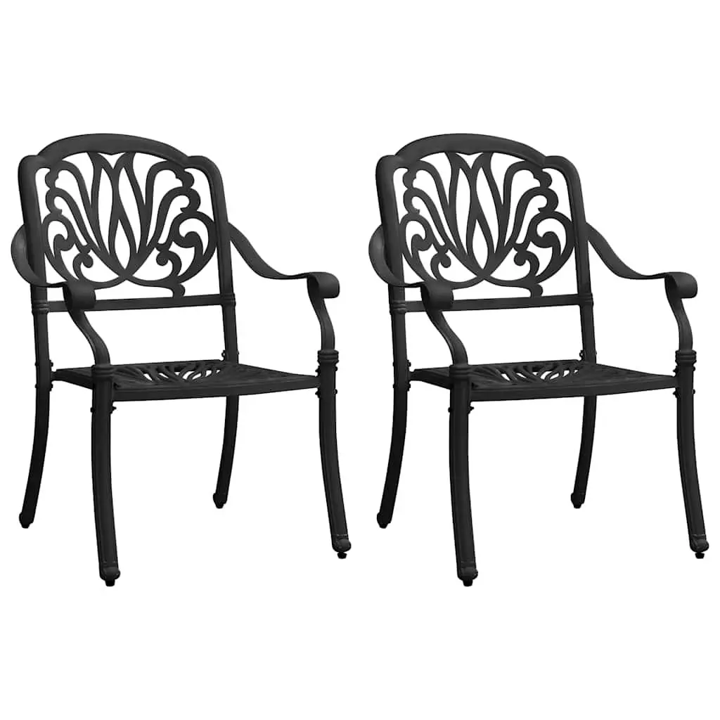 Outdoor Bistro Set Black Cast Aluminium 3 Piece Garden Furniture
