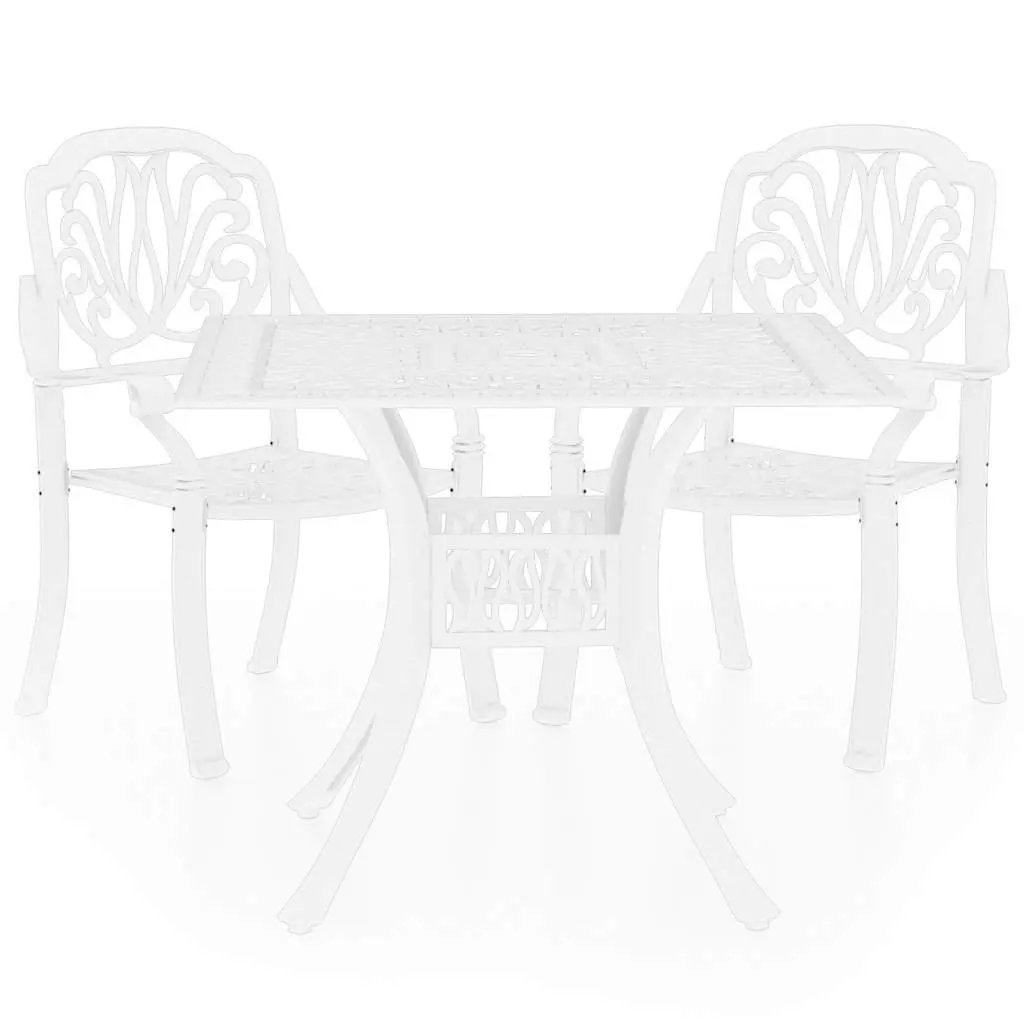3 Piece Bistro Set Outdoor Garden Furniture Cast Aluminium White Patio Table