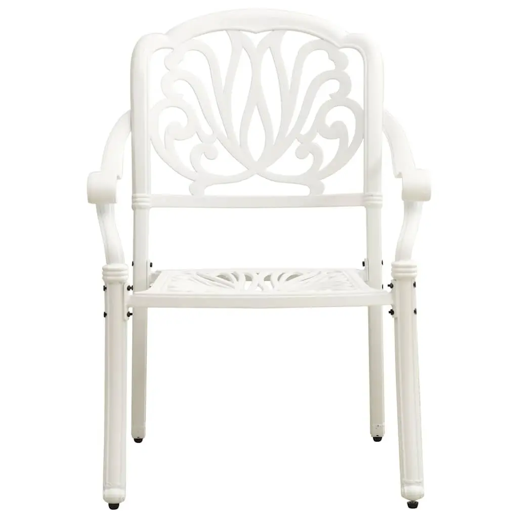 3 Piece Bistro Set Outdoor Garden Furniture Cast Aluminium White Patio Table