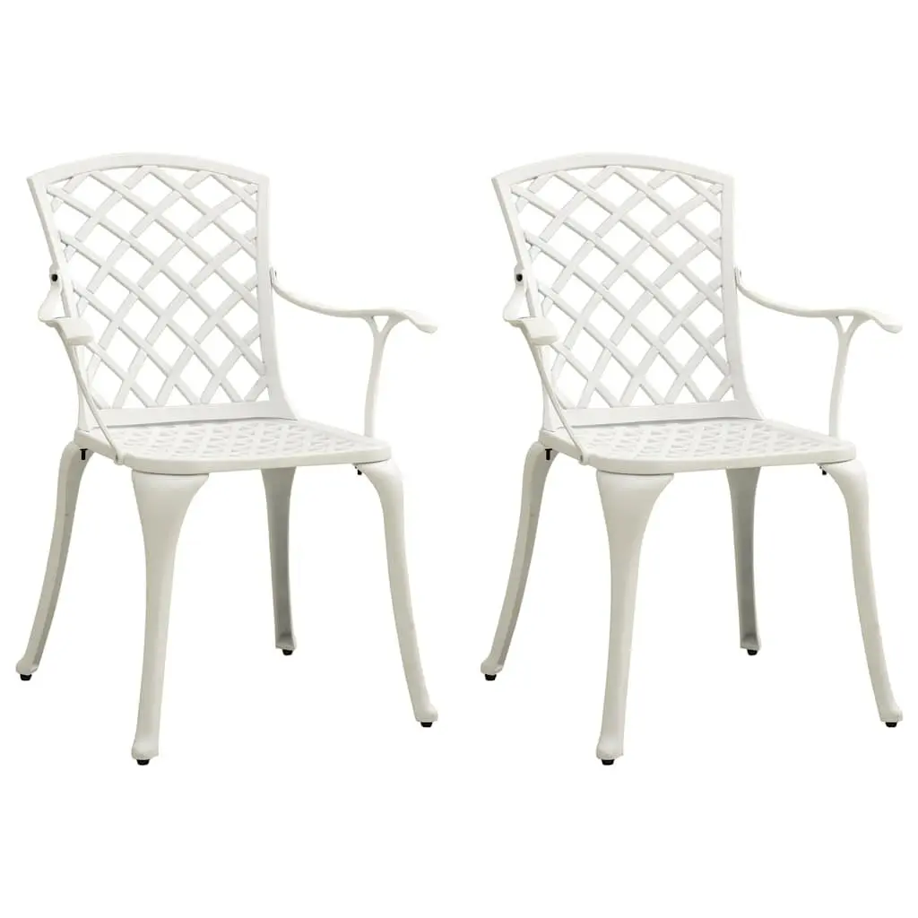 Bistro Set 3 Piece Outdoor Garden Furniture White Cast Aluminium with Umbrella Hole