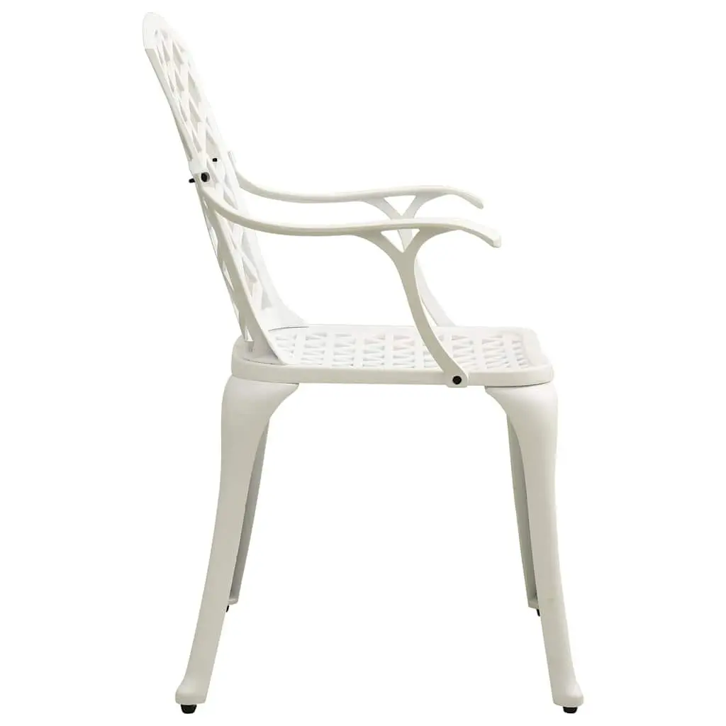 Bistro Set 3 Piece Outdoor Garden Furniture White Cast Aluminium with Umbrella Hole