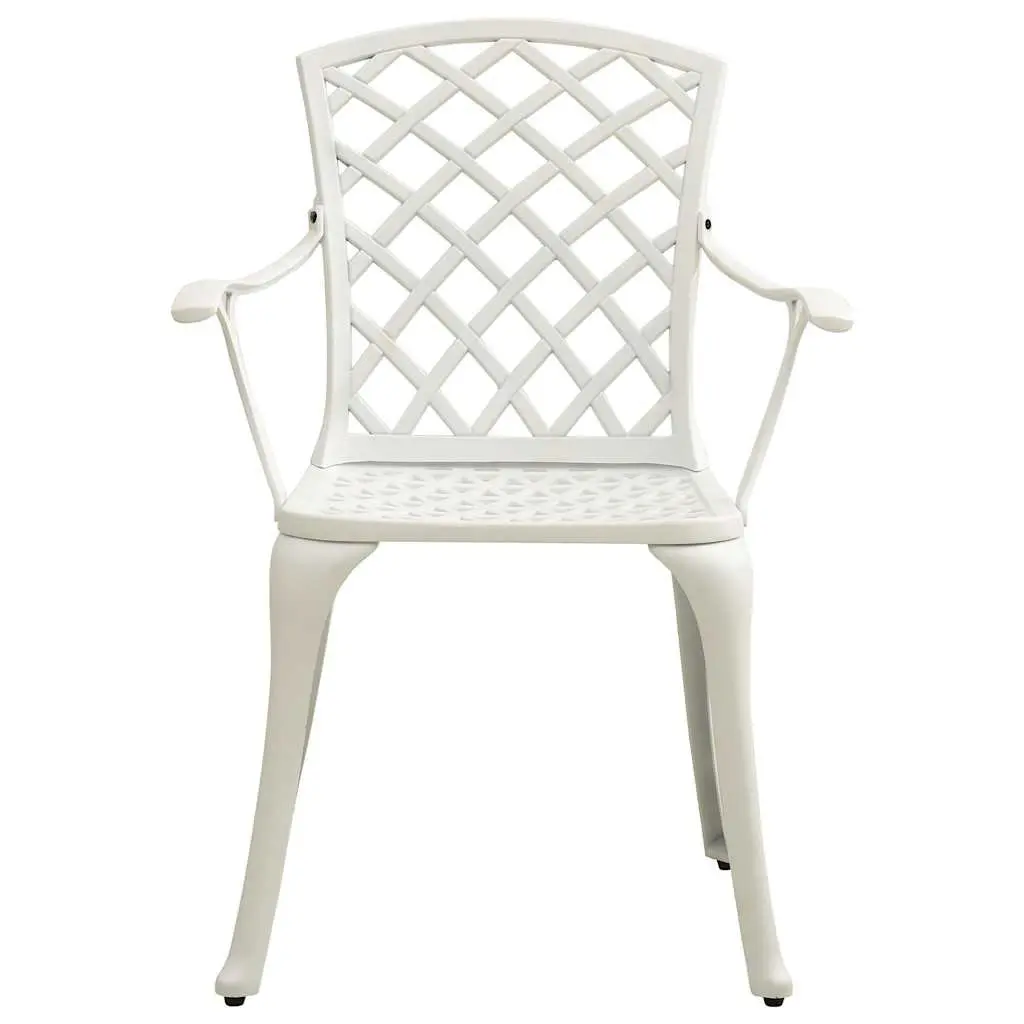 3 Piece Bistro Set Outdoor Furniture Cast Aluminium White Coffee Table Chairs