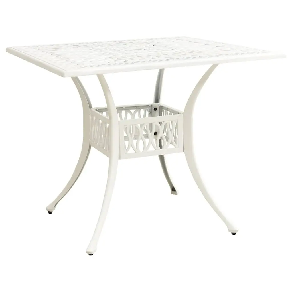 3 Piece Outdoor Bistro Set Cast Aluminium White Table with Umbrella Hole