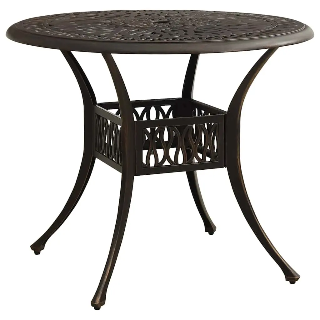5 Piece Bistro Set Outdoor Furniture Cast Aluminium Brown