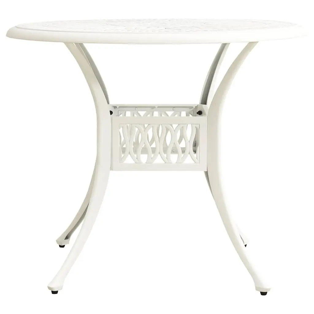 5 Piece Outdoor Bistro Set Cast Aluminium White Table Chairs Garden Furniture