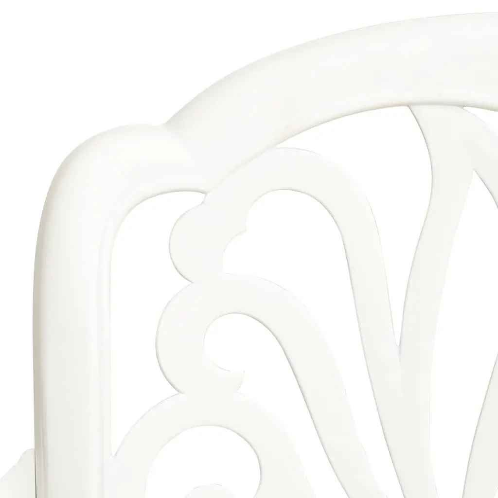 5 Piece Outdoor Bistro Set Cast Aluminium White Table Chairs Garden Furniture