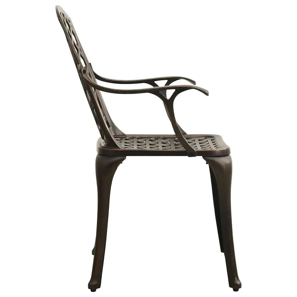 5 Piece Bistro Set Outdoor Garden Furniture Cast Aluminium Brown