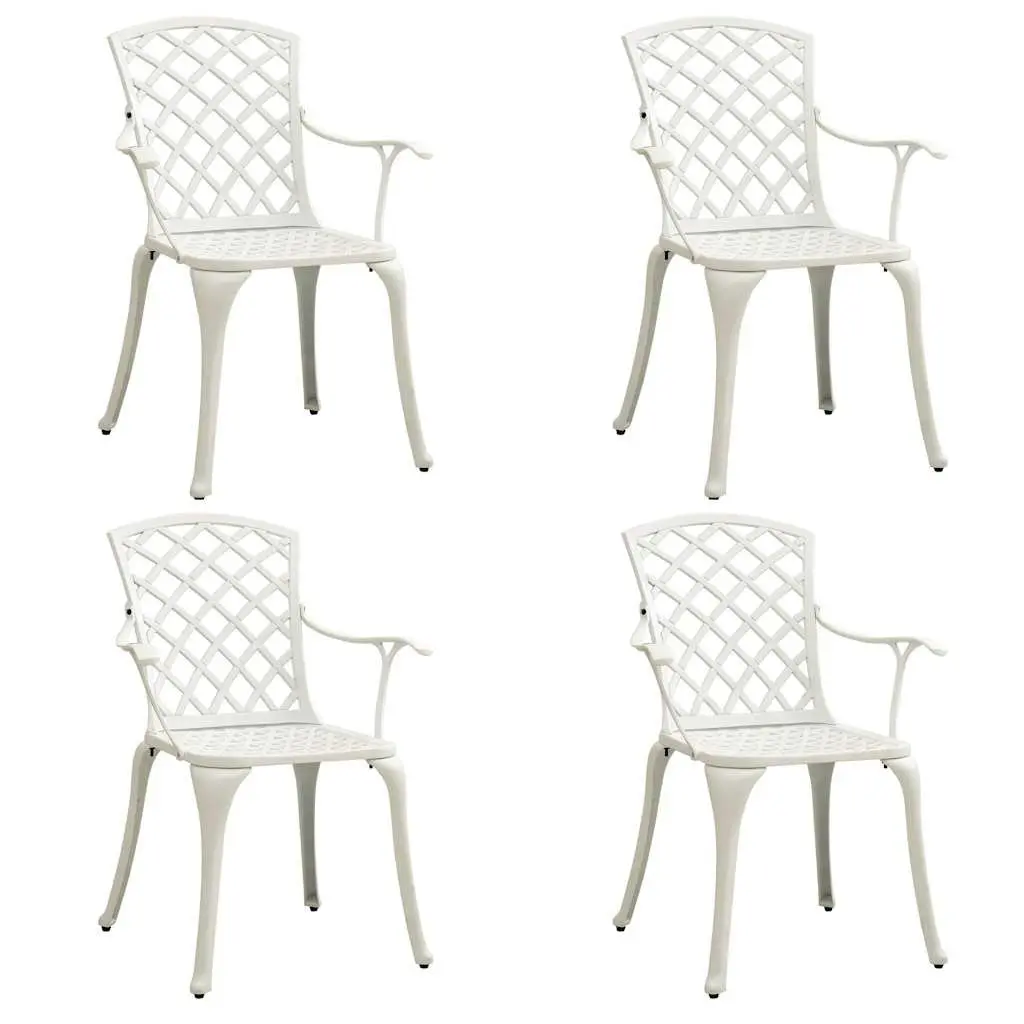 5 Piece Bistro Set Outdoor Dining Chairs Table Cast Aluminium White Garden